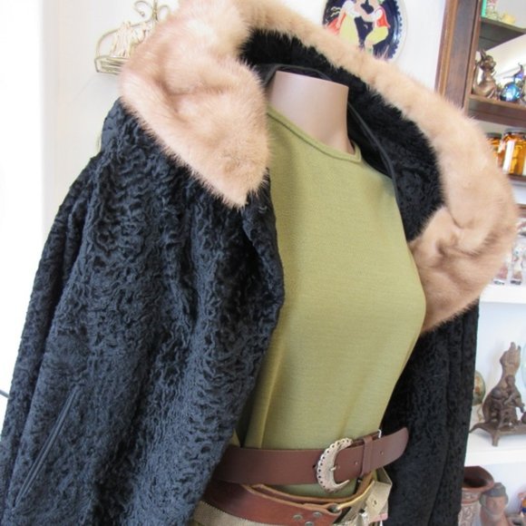 Vintage Mink and Wool Coat Size L - Picture 6 of 9